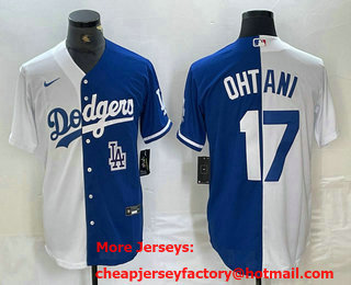 Men's Los Angeles Dodgers #17 Shohei Ohtani White Blue Two Tone Stitched Baseball Jersey 12