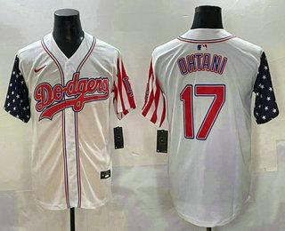 Men's Los Angeles Dodgers #17 Shohei Ohtani White USA Cool Base Stitched Baseball Jersey