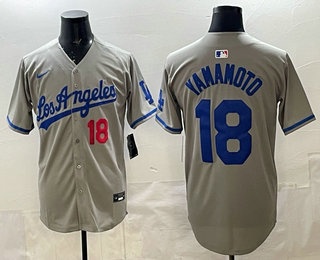 Men's Los Angeles Dodgers #18 Yoshinobu Yamamoto Grey Alternate Limited Jersey