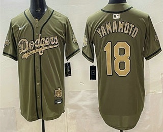 Men's Los Angeles Dodgers #18 Yoshinobu Yamamoto Military Appreciation Game Day Jersey