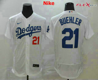Men's Los Angeles Dodgers #21 Walker Buehler White Stitched MLB Flex Base Nike Jersey
