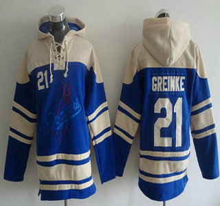 Men's Los Angeles Dodgers #21 Zack Greinke Blue Alternate MLB Hoodie