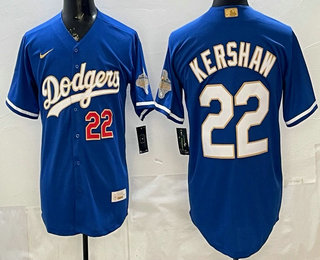 Men's Los Angeles Dodgers #22 Clayton Kershaw Blue 2026 Gold Collection Limited Jersey