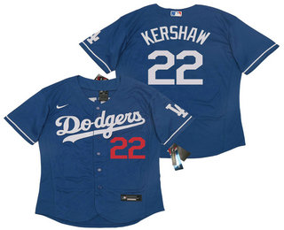 Men's Los Angeles Dodgers #22 Clayton Kershaw Blue Stitched MLB Flex Base Nike Jersey