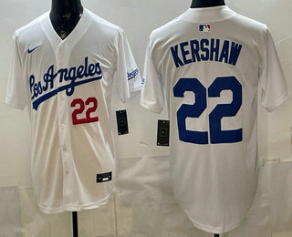 Men's Los Angeles Dodgers #22 Clayton Kershaw White Alternate Stadium Jersey
