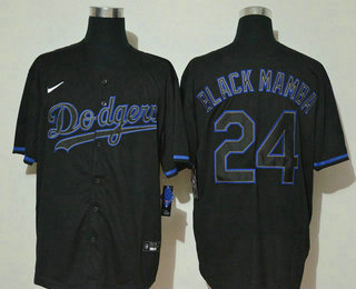 Men's Los Angeles Dodgers #24 Kobe Bryant Black Mamba Lights Out Black Fashion Stitched MLB Cool Base Nike Jersey