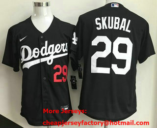 Men's Los Angeles Dodgers #29 Tarik Skubal Black Cool Base Stitched Jersey