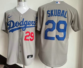 Men's Los Angeles Dodgers #29 Tarik Skubal Grey Cool Base Jersey