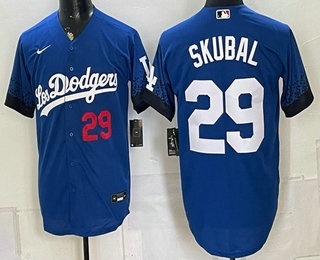 Men's Los Angeles Dodgers #29 Tarik Skubal Royal City Connect Stitched Jersey