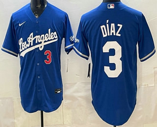 Men's Los Angeles Dodgers #3 Edwin Diaz Blue Alternate Stadium Jersey