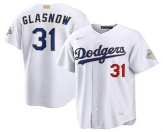 Men's Los Angeles Dodgers #31 Tyler Glasnow White 2026 Gold Collection Stadium Jersey