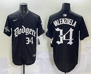 Men's Los Angeles Dodgers #34 Fernando Valenzuela Black 2025 LA Limited Stitched Jersey