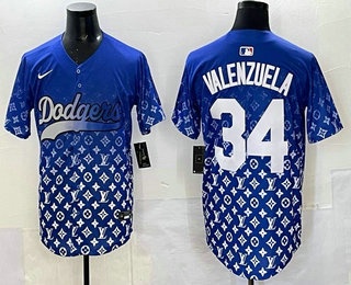 Men's Los Angeles Dodgers #34 Fernando Valenzuela Blue Limited Stitched Baseball Jersey