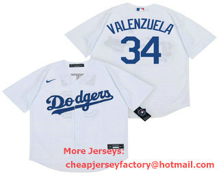 Men's Los Angeles Dodgers #34 Fernando Valenzuela White Stitched MLB Cool Base Nike Jersey
