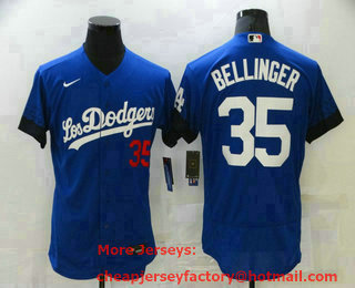 Men's Los Angeles Dodgers #35 Cody Bellinger Blue 2021 City Connect Flex Base Stitched Jersey