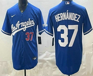 Men's Los Angeles Dodgers #37 Teoscar Hernandez Blue Alternate Stadium Jersey