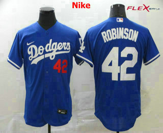 Men's Los Angeles Dodgers #42 Jackie Robinson Blue Stitched MLB Flex Base Nike Jersey