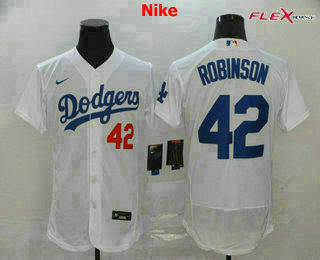 Men's Los Angeles Dodgers #42 Jackie Robinson White Stitched MLB Flex Base Nike Jersey
