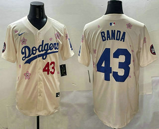 Men's Los Angeles Dodgers #43 Anthony Banda Cream 2025 Tokyo Series Limited Jersey