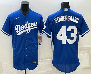 Men's Los Angeles Dodgers #43 Noah Syndergaard Blue Stitched MLB Flex Base Nike Jersey