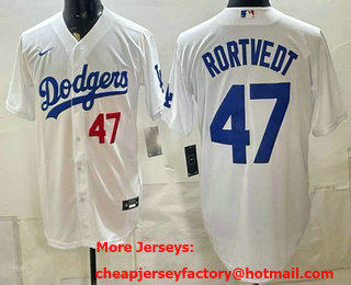 Men's Los Angeles Dodgers #47 Ben Rortvedt White Cool Base Jersey