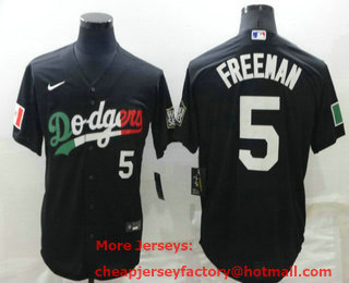 Men's Los Angeles Dodgers #5 Freddie Freeman Black Mexico 2020 World Series Cool Base Nike Jersey