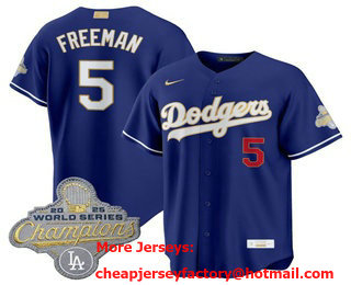 Men's Los Angeles Dodgers #5 Freddie Freeman Blue 2026 Gold Collection Limited Jersey