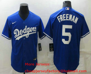 Men's Los Angeles Dodgers #5 Freddie Freeman Blue Stitched MLB Cool Base Nike Jersey