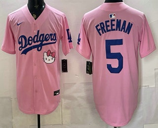 Men's Los Angeles Dodgers #5 Freddie Freeman Pink 2025 Hello Kitty Limited Stitched Jersey