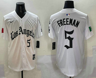 Men's Los Angeles Dodgers #5 Freddie Freeman White Alternate Mexico Limited Jersey