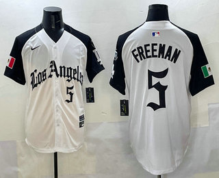 Men's Los Angeles Dodgers #5 Freddie Freeman White Black Mexico 2025 LA Limited Stitched Jersey