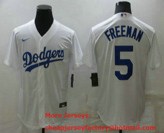 Men's Los Angeles Dodgers #5 Freddie Freeman White Stitched MLB Cool Base Nike Jersey