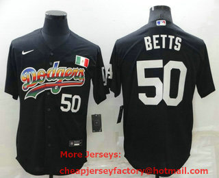 Men's Los Angeles Dodgers #50 Mookie Betts Black Mexico Cool Base Nike Jersey