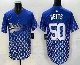 Men's Los Angeles Dodgers #50 Mookie Betts Blue Limited Stitched Baseball Jersey