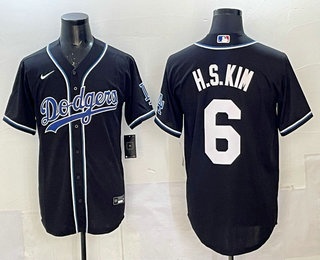 Men's Los Angeles Dodgers #6 Hyeseong Kim Black Fashion Cool Base Jersey