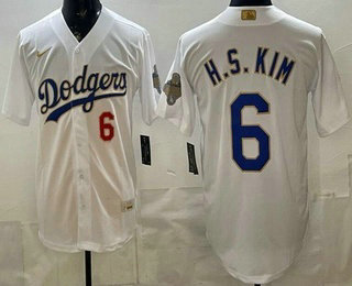 Men's Los Angeles Dodgers #6 Hyeseong Kim White 2026 Gold Collection Stadium Jersey
