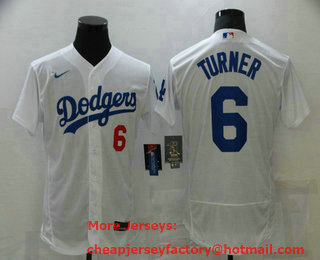 Men's Los Angeles Dodgers #6 Trea Turner White Stitched MLB Flex Base Nike Jersey