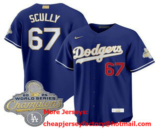 Men's Los Angeles Dodgers #67 Vin Scully Blue 2026 Gold Collection Limited Jersey