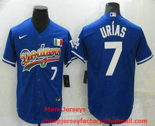 Men's Los Angeles Dodgers #7 Julio Urias Blue Stitched MLB Cool Base Nike Fashion Jersey