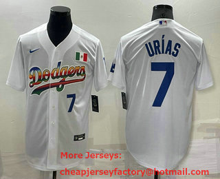 Men's Los Angeles Dodgers #7 Julio Urias Rainbow Blue White Mexico Cool Base Nike Jersey