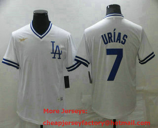 Men's Los Angeles Dodgers #7 Julio Urias White Cooperstown Collection Cool Base Stitched Nike Jersey