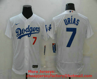 Men's Los Angeles Dodgers #7 Julio Urias White Stitched MLB Flex Base Jersey