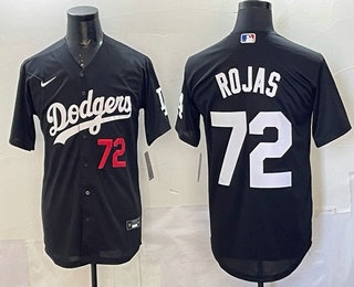 Men's Los Angeles Dodgers #72 Miguel Rojas Black Cool Base Jersey