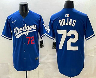 Men's Los Angeles Dodgers #72 Miguel Rojas Blue Cool Base Jersey