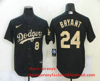 Men's Los Angeles Dodgers #8 #24 Kobe Bryant Black Fashion Stitched MLB Cool Base Nike Jersey