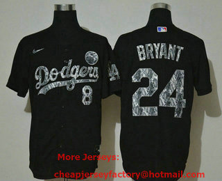 Men's Los Angeles Dodgers #8 #24 Kobe Bryant Black Silver Mamba Stitched MLB Cool Base Nike Jersey