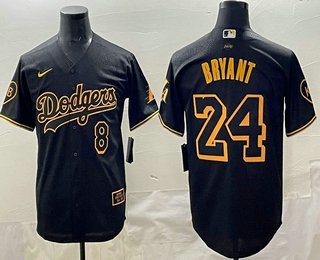 Men's Los Angeles Dodgers #8 24 Kobe Bryant Black Stitched Nike Jersey