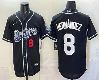 Men's Los Angeles Dodgers #8 Enrique Hernandez Black Fashion Cool Base Stitched Jersey