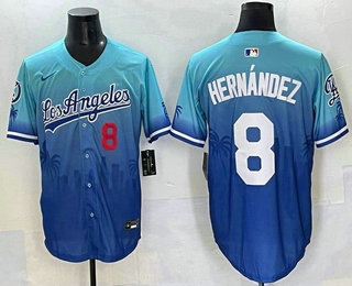 Men's Los Angeles Dodgers #8 Enrique Hernandez Blue 2025 City Connect Limited Stitched Jersey