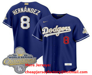 Men's Los Angeles Dodgers #8 Enrique Hernandez Blue 2026 Gold Collection Limited Jersey